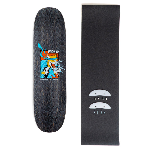 karaoke japanese cat black twin tail skateboard with skid plates freestyle board deck grip tape