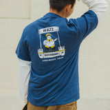 waltz long beach freestyle t-shirt back print on navy blue mens medium